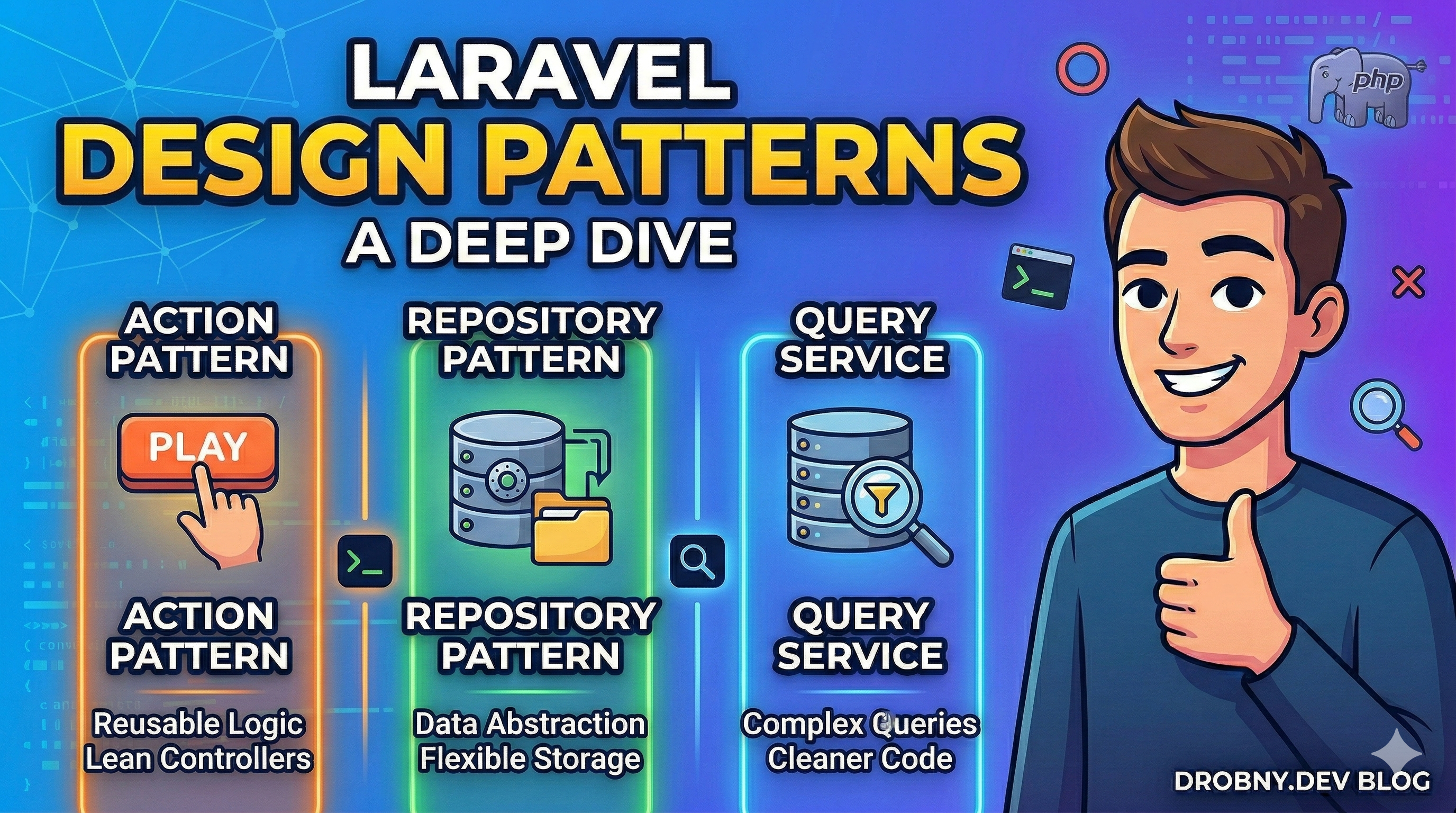 A Dive into "Laravel" Design Patterns: Action Pattern, Repository Pattern, and Query Service